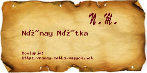 Nánay Mátka névjegykártya